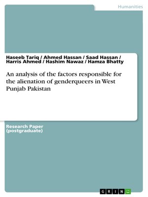 cover image of An analysis of the factors responsible for the alienation of genderqueers in West Punjab Pakistan